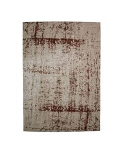 Vloerkleed Priso in koperkleur met verweerd patroon en mix van beige en roestbruine accenten volledig in beeld