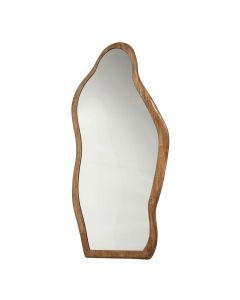 Spiegel Laban met organische vorm en natuurlijke mangohouten lijst, staand model 180x72 cm.