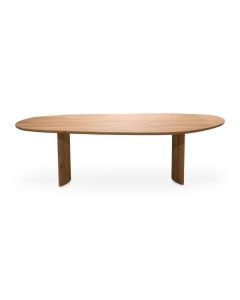 Forme eettafel Leaf in eikenhout, ovaal blad met natuurlijke houtnerf, vooraanzicht.