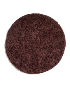 Rond hoogpolig vloerkleed 'Asta' van COCO Maison in een warme bruine kleur, met een volle en zachte textuur voor een knusse uitstraling.