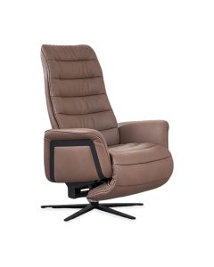 Moderne relaxfauteuil Lifton met gestepte zitting, hoge rugleuning en zwart metalen stervoet