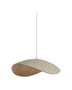 Hanglamp Lonia met een vloeiende vorm, bovenkant in grijs en onderkant in antiek brons.