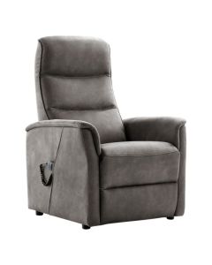Sarina relaxfauteuil van Profijt Meubel in donkergrijs, recht van voren gezien, met hoge rugleuning en comfortabele armleuningen.