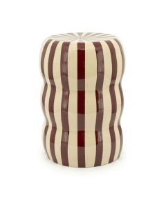 By-Boo kruk Candice van ijzer met golvende vorm en bordeauxrode en crèmekleurige strepen, losstaand gefotografeerd op witte achtergrond.