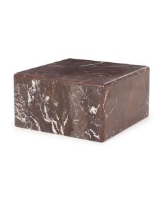 Salontafel Dice van By-Boo met rechthoekige vorm en dieprode marmerlook, losstaand gefotografeerd op witte achtergrond.