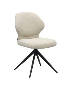 Eetkamerstoel Bione Rhodos Natural met zwart draaionderstel, schuin van voren gefotografeerd