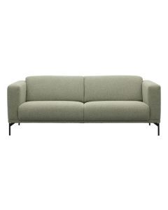  Trendhopper bank Esino 3-zits in groene stof met zwarte metalen poten, vooraanzicht.