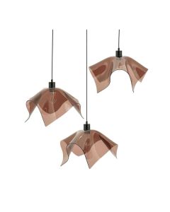 By-Boo Lamp Nims Cluster 3 met drie bruine glazen kappen in organische vormen.