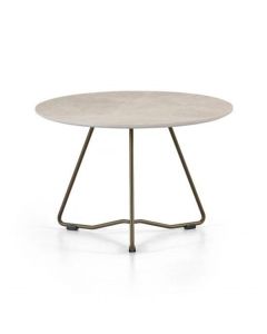 Ronde Mont&egrave;l Zoe bijzettafel met licht blad in Cream Navona en slank metalen onderstel in Perle Brown