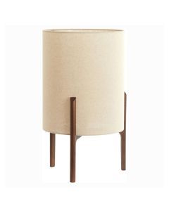  Light & Living tafellamp Litto met houten basis en naturel linnen kap, formaat 22x22x33 cm.