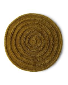 Ronde wollen vloerkleed van HKLIVING in zeewiergroen met cirkelvormig patroon, formaat 150 cm.