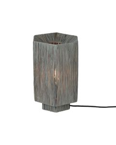 Good&Mojo Panama tafellamp van grijze raffia met sfeervolle lichtdoorlatende structuur