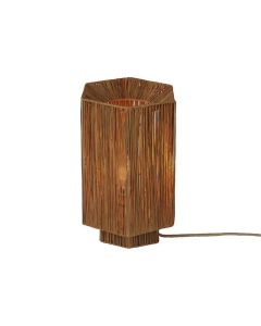 Good&Mojo Panama tafellamp van bruine raffia met warm sfeervol licht