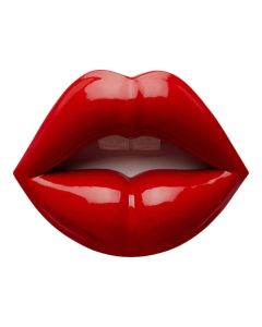 Wanddecoratie rode lippen met hoogglans afwerking, frontaal zicht op witte achtergrond.
