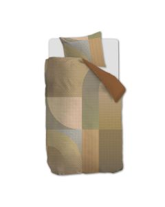 Beddinghouse Dutch Design dekbedovertrek Fifth Avenue met geometrisch patroon in aardetinten, enkel dekbedovertrek met sloop.