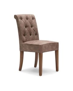 Eetkamerstoel Hampton Classic in Pellini leer Camel met houten poten, schuin vooraanzicht