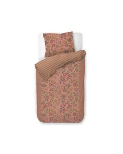 Pip Studio Coco Flower dekbedovertrek koraal met handgetekende bloemen en rijke tegelrand productfoto