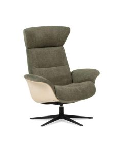 Scandinavische relaxfauteuil Space in groene stof met zwart steronderstel