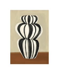 Urban cotton Vivid Vase 03 met abstracte zwart-witte vaasvorm op een beige en bruine achtergrond.