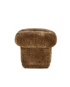 By-Boo krukje Nook in mosterdkleur, vooraanzicht met ronde, zachte zitting en fluwelen uitstraling