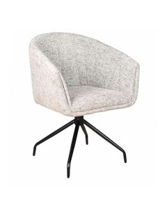 Trendhopper armstoel Brussel met gem&ecirc;leerde lichtgrijze bekleding en zwart onderstel op witte achtergrond.