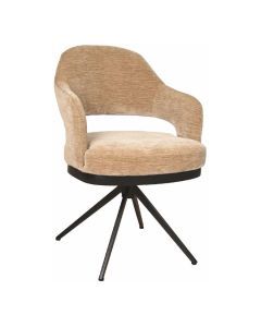 Trendhopper armstoel Firenze met zwarte draaipoot en beige gem&ecirc;leerde stoffering, vrijstaand op witte achtergrond