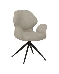 Armstoel Bione Rhodos Clay met armleuningen en zwarte draaipoot, schuin van voren gefotografeerd.