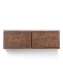 Hangend TV-meubel Lantani met twee klepdeuren in dark mango houtlook