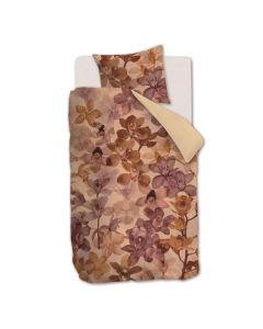 Dekbedovertrek Beddinghouse Orchid met gelaagde orchidee&euml;nprint in naturel en warme tinten