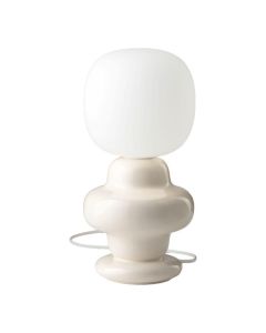 Tafellamp Copacabana met cr&egrave;me voet en matte witte bolvormige kap