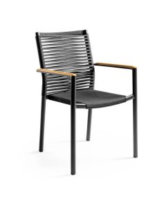 Callisto Outdoor tuinstoel Amora met rope rugleuning, textileen zitting en teak armleuningen