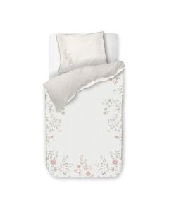 Dekbedovertrek Campo de Flores met wit middenvlak en bloemendessin langs de randen