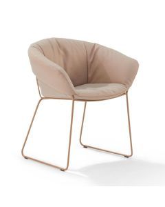 Label Duke Outdoor stoel met beige outdoorstof en slank metalen frame voor terras