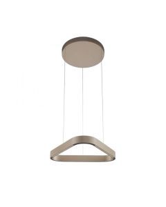Driehoekige Q-STRETTO hanglamp in brons met minimalistisch design en dunne ophangkabels