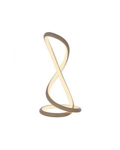 Tafellamp in zandkleur met gedraaide vorm en ge&iuml;ntegreerde ledverlichting op ronde voet