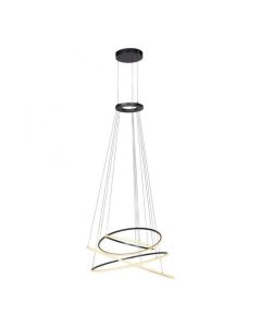 Moderne PURE E-Flying Rings hanglamp met vier zwevende LED-ringen in grijze afwerking.