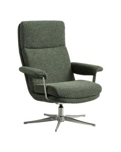 INHOUSE relaxfauteuil Conora in groene stof Winter Moss met slanke armleuningen en chroomkleurige draaivoet
