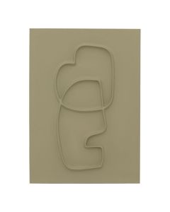 Groen wanddoek Blythe met abstract reli&euml;f lijnenspel op effen achtergrond