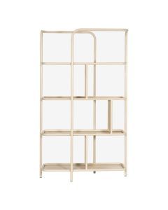 New Routz wandrek Colby in zandkleur met afgerond metalen frame en asymmetrische open vakken op witte achtergrond