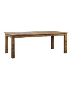Eettafel Wilshire 240x100 cm van massief hout met robuust tafelblad en rechte houten poten.