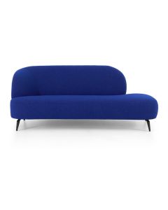 Kobaltblauwe Mont&egrave;l 40-1 chaise longue links vrijstaand tegen lichte achtergrond met ronde rug en zwarte poten
