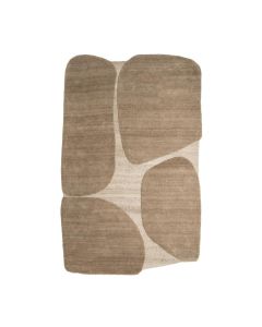 Modern vloerkleed in beige en bruintinten met organische, afgeronde vormen