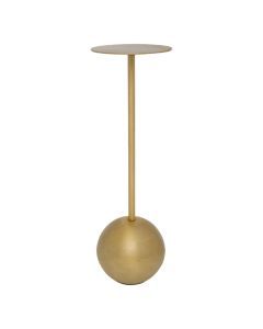Urban Nature Culture bijzettafel Gold M met rond blad, slanke metalen poot en bolvormige goudkleurige voet tegen een lichte achtergrond