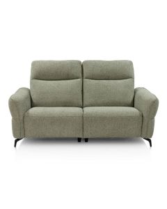 Olijfgroene 2,5-zitsbank Royan met zachte stoffering en zwarte poten op witte achtergrond