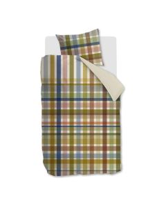 Eenpersoons dekbedovertrek Taim met kleurrijk ruitdessin en effen achterzijde