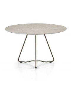 Ronde Mont&egrave;l Zoe salontafel met licht Cream Navona blad en slank metalen onderstel in Perle Brown