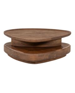 Salontafel Nino Small van Eleonora met twee organisch gevormde houten niveaus in donker mangohout