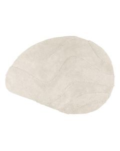 Organisch gevormd vloerkleed Mero in ivoor met golvend patroon en hoog laag structuur bovenaanzicht