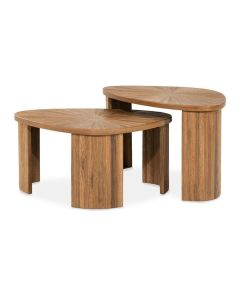 By-Boo Tala salontafelset van reclaimed teak met organisch gevormde tafelbladen