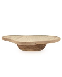 Houten armleuning plankje met organische vorm in licht eikenhout